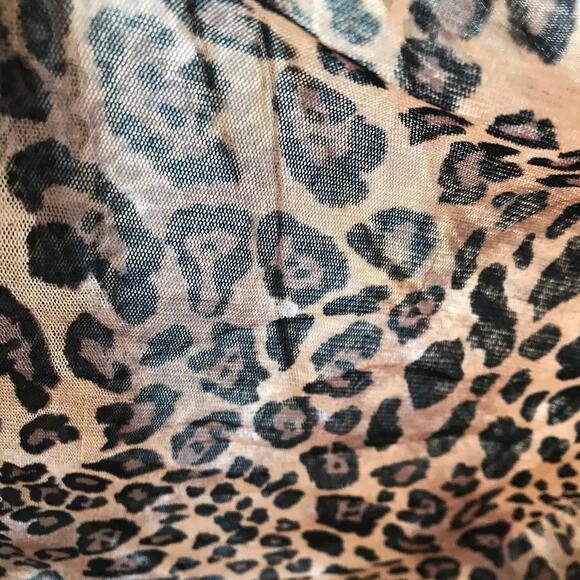 Cacique Leopard Print Mesh Chemise Size 18 20 Sheer Lingerie Lace Trim Sleepwear - Picture 10 of 11